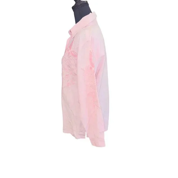 VTG Western Quacker Factory Pink Cut Out Sequin Shirt Butterfly Coastal Cowgirl - Picture 4 of 10